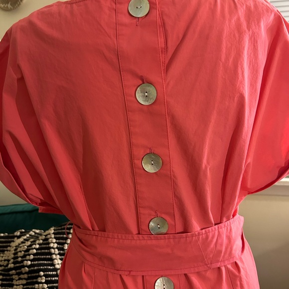 Finley Women's Pink Belted Waist Button Back Round Neck Shift Dress - Picture 9 of 11